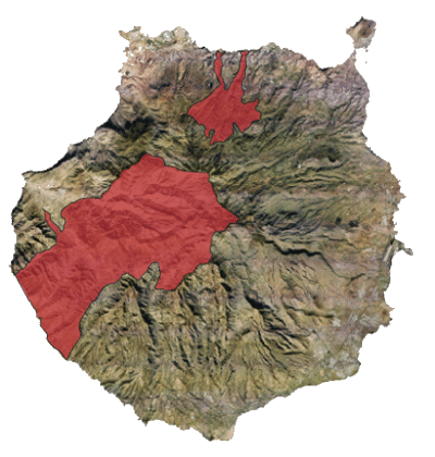 Mapa que muestra los distintos Parques Rurales disponibles en Gran Canaria. Puede acceder a la informacin acerca de ellos
  clicando sobre la zona o bien en el listado de enlaces que se encuentra a continuacin